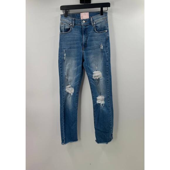 REVICE Skinny Distressed Raw Hem High Rise Jean Size 23 - Picture 1 of 7